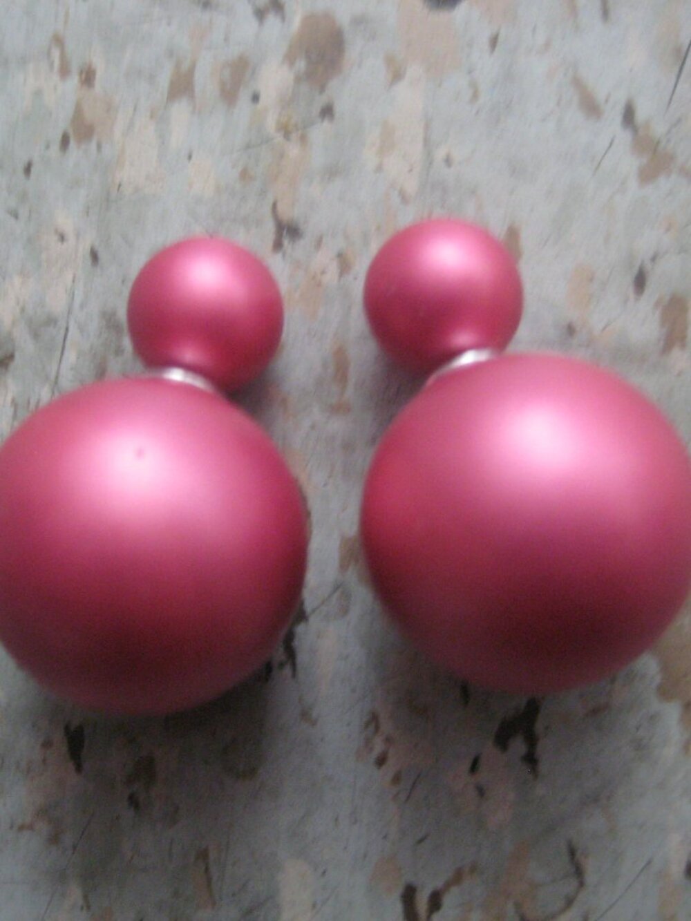 Magenta Double-Sided Pearl Earrings